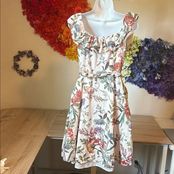 Zara Floral Button Down Off The Shoulder Dress - Picture 7 of 13